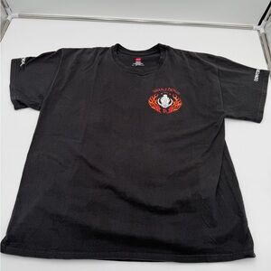 RARE Warthogs MC Michigan Biker T Shirt Black Flames Motorcycle Club Tee Size L